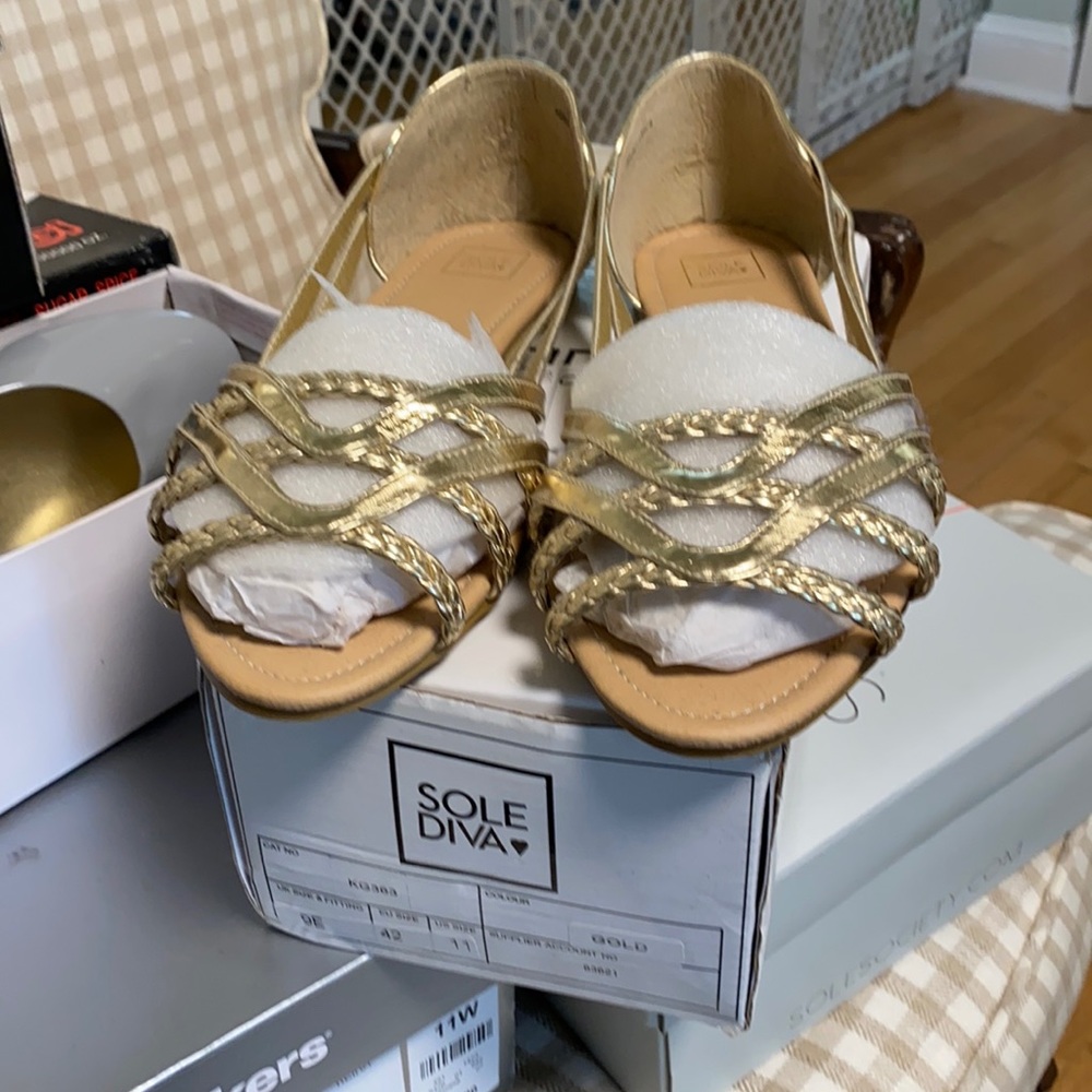 Sole diva gold flat 11